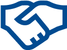 Icon of handshake symbolizing client-focused service