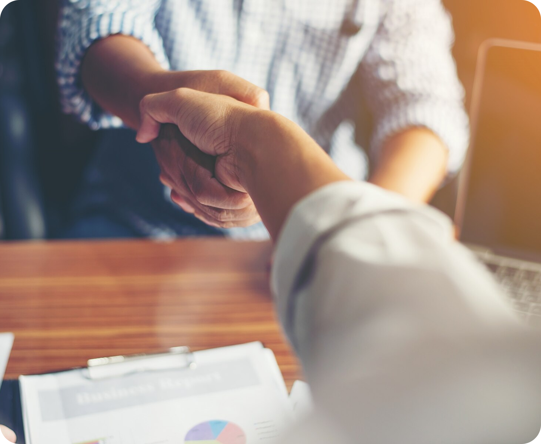Close-up handshake representing trust and successful business partnership
